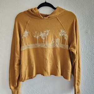 Billabong Cropped Hoodie Womens Beach Surf Palm Trees Mustard Gold Small Yellow